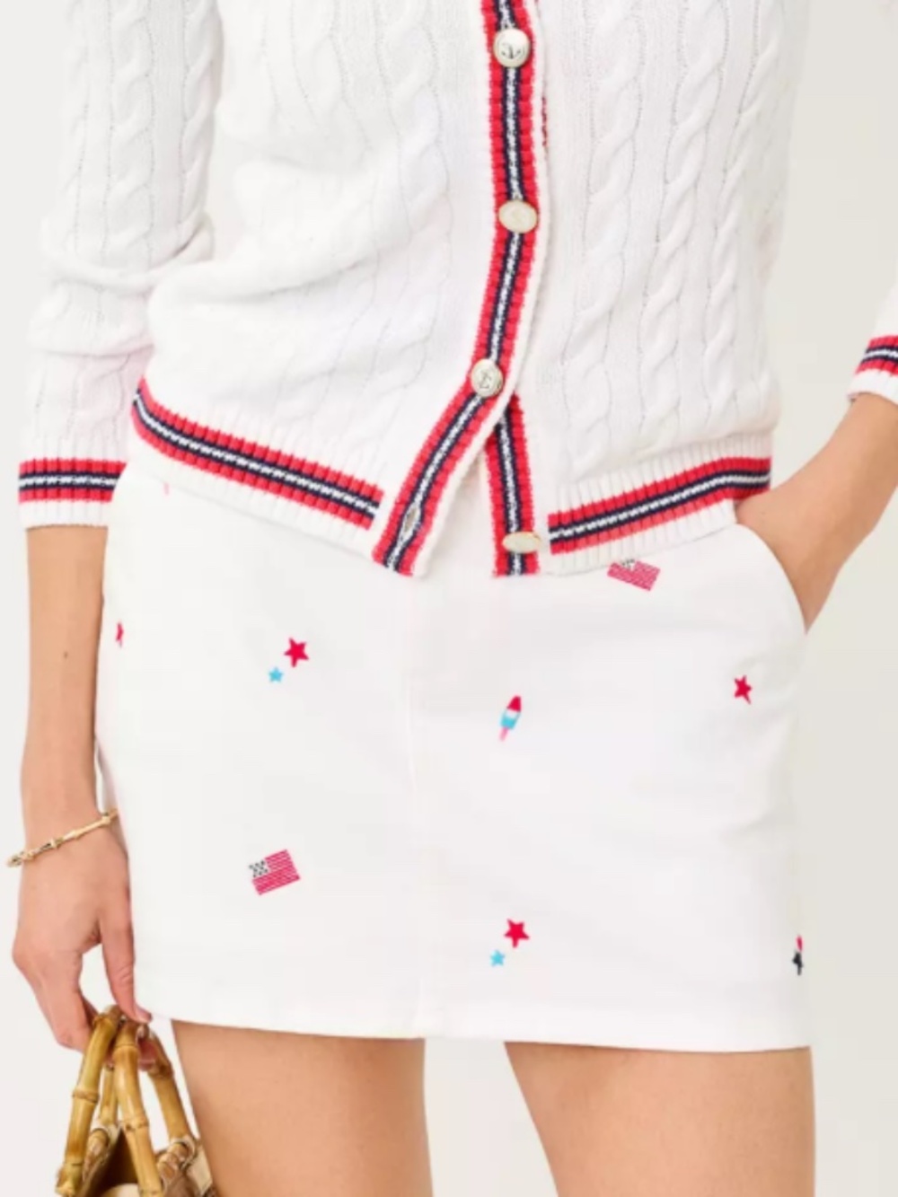 Lilly Pulitzer Colette Denim Skort White It's A 250th Celebration, Sz 2